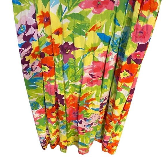 Blue Water Sz S Vibrant Tropical Hawaiin Floral Sleeveless Midi Pocket Pam Dress - Picture 4 of 7